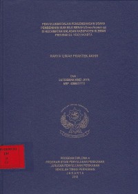 Penyuluhan Dalam Pengembangan Usaha Pembenihan Ikan Nila Merah (Oreochromis sp) Di Kecamatan Kalasan Kabupaten Sleman Provinsi Daerah Istimewa Yogyakarta