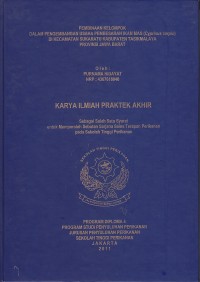 Pembinaan kelompok dalam pengembangan ikan mas (cyprinus carpio)  dikecamatan sukaratu kabupaten tasikmalaya provinsi jawa barat