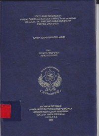 Penyuluhan Penumbuhan Usaha Pembenihan Ikan Lele Dumbo di Kec. Leuwiliang Kab. Bogor Prop. Jawa Barat