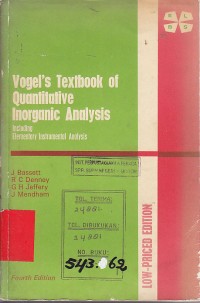 Vogel's texbook of quantitative inorganic analysis  : Elementary instrumental analisis / J. Bassett et al